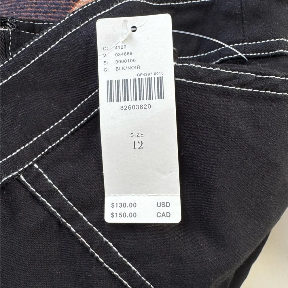 NWT Anthropologie Maeve Black Front-Slit Utility Skirt, Size 12 - Picture 6 of 9